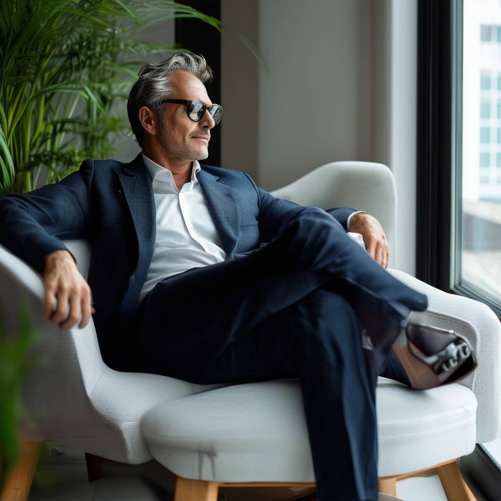 person with a suit relaxing