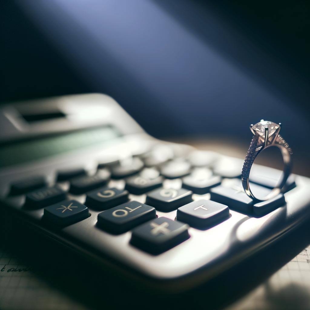 enagagement rings and a calculator